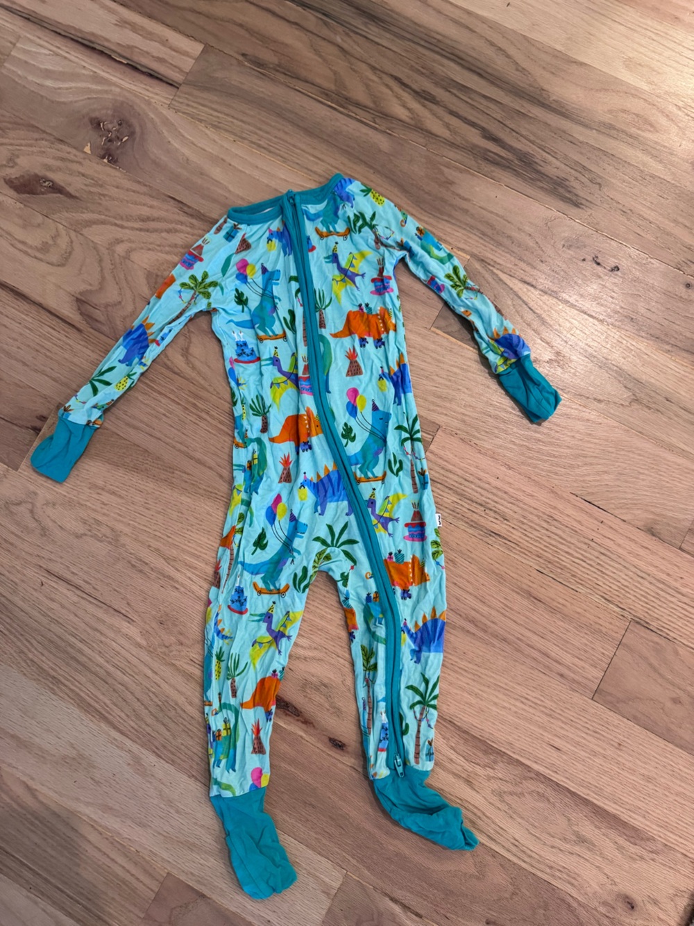 Little Sleepies Blue Tropical Dino Print Footie